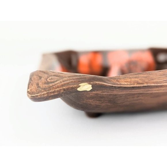 Vintage MCM Orange Lava Fire Ashtray | Large 1960s Porcelain California Pottery - Picture 5 of 10